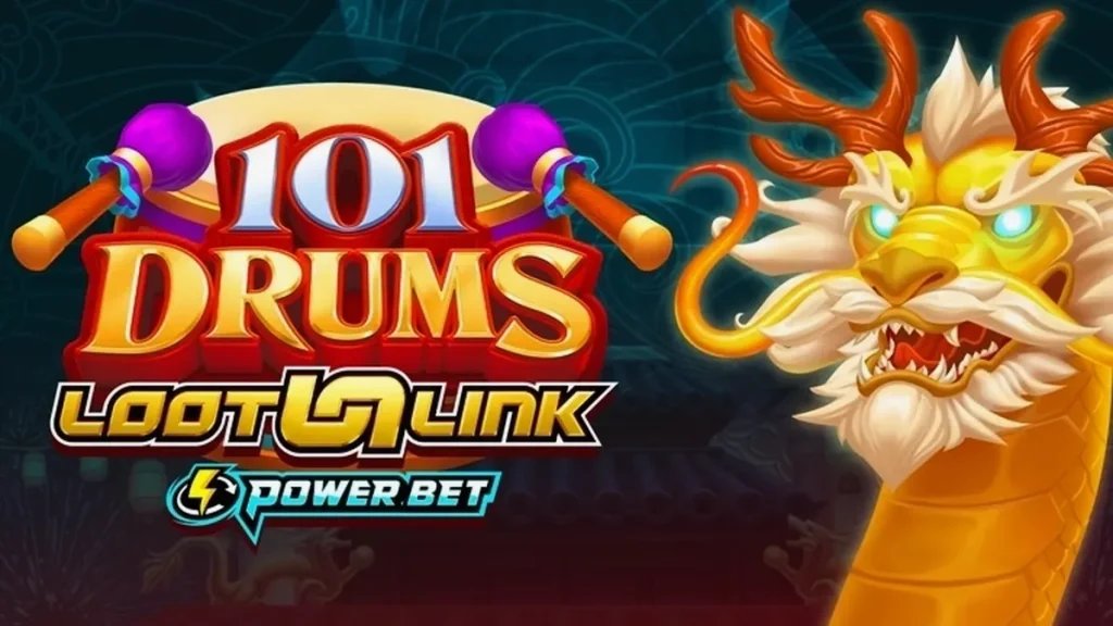 Tampilan visual permainan slot 101 Drums dengan latar belakang drum yang dinamis