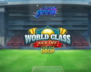 Tampilan visual retro dari slot World Class Kick Off Dream Drop dengan elemen stadion klasik.